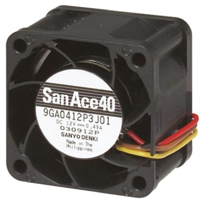 Sanyo Denki San Ace 9GA Series Axial Fan, 12 V dc, DC Operation, 90m³/h, 11.4W, 950mA Max, 60 x 60 x 38mm