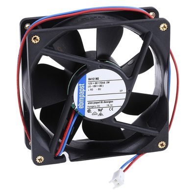 ebm-papst 8400 N Series Axial Fan, 12 V dc, DC Operation, 69m³/h, 2W, 80 x 80 x 25mm