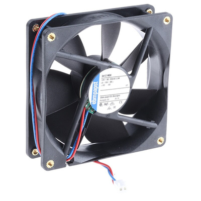 ebm-papst 3400 N Series Axial Fan, 12 V dc, DC Operation, 94m³/h, 2.5W, 92 x 92 x 25mm