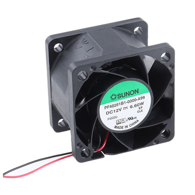 Sunon PF Series Axial Fan, 12 V dc, DC Operation, 42m³/h, 6.12W, 510mA Max, 40 x 40 x 28mm