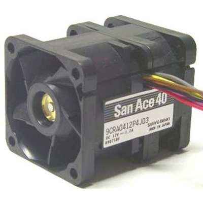 Sanyo Denki San Ace 9CRA Series Axial Fan, 12 V dc, DC Operation, 55m³/h, 19.2W, 1.6A Max, 40 x 40 x 48mm