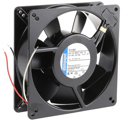 ebm-papst 5100 N Series Axial Fan, 24 V dc, DC Operation, 260m³/h, 9.5W, 135 x 135 x 38mm