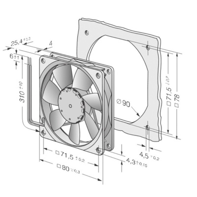 ebm-papst 8400 N Series Axial Fan, 24 V dc, DC Operation, 58m³/h, 1.4W, 80 x 80 x 25mm
