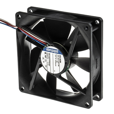 ebm-papst 3400 N Series Axial Fan, 12 V dc, DC Operation, 102m³/h, 2.9W, 92 x 92 x 25mm