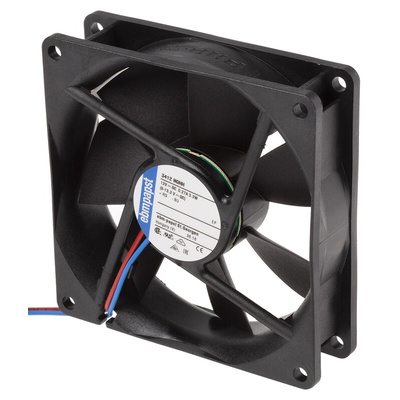 ebm-papst 3400 N Series Axial Fan, 12 V dc, DC Operation, 102m³/h, 3.2W, 92 x 92 x 25mm