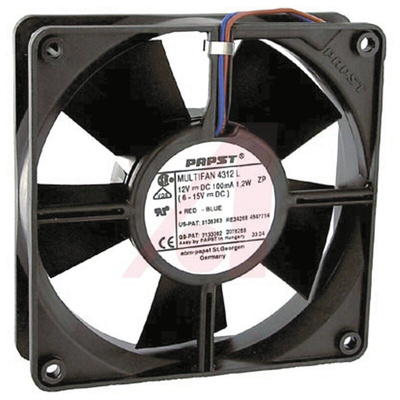 ebm-papst 4300 Series Axial Fan, 12 V dc, DC Operation, 170m³/h, 5W, 119 x 119 x 32mm