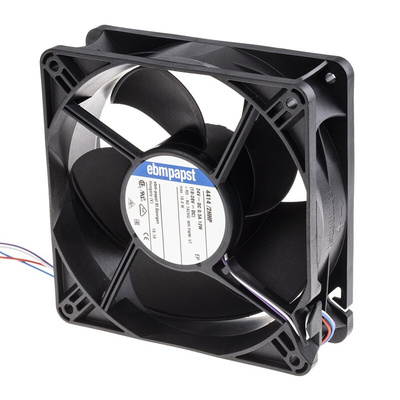 ebm-papst 4400 Series Axial Fan, 24 V dc, DC Operation, 285m³/h, 12W, 119 x 119 x 38mm