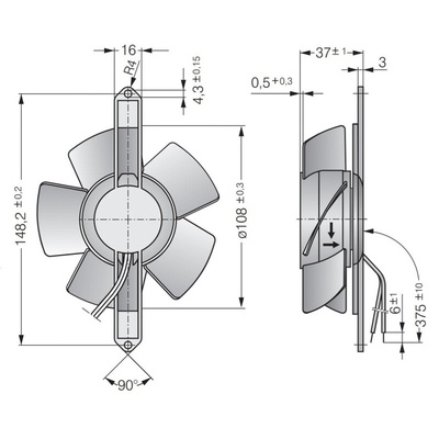 ebm-papst 4000 Series Axial Fan, 115 V ac, AC Operation, 180m³/h, 18W, 119 x 119 x 38mm