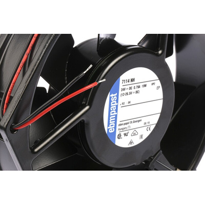 ebm-papst 7100 N Series Axial Fan, 24 V dc, DC Operation, 360m³/h, 19W, 150 x 38mm