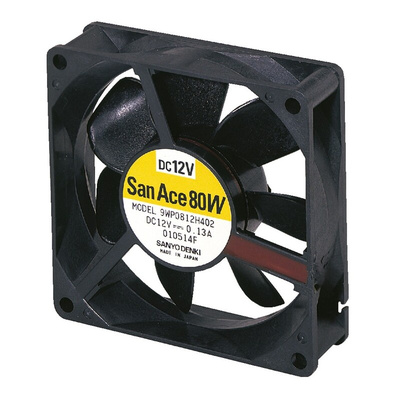 Sanyo Denki San Ace 9WP Series Axial Fan, 12 V dc, DC Operation, 74.5m³/h, 1.68W, 140mA Max, IP68, 92 x 92 x 25mm
