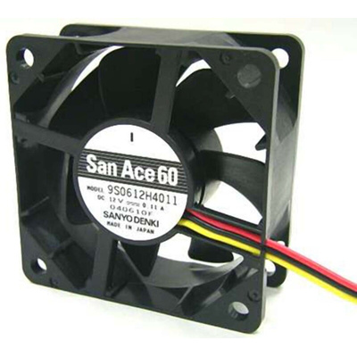 Sanyo Denki San Ace 9S Series Axial Fan, 12 V dc, DC Operation, 44m³/h, 2.4W, 200mA Max, 60 x 60 x 25mm