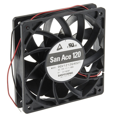 Sanyo Denki San Ace 9GV Series Axial Fan, 12 V dc, DC Operation, 289.8m³/h, 20.16W, 1.68A Max, 120 x 120 x 25mm