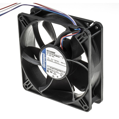 ebm-papst 4300 N - S-Panther Series Axial Fan, 12 V dc, DC Operation, 285m³/h, 10W, 119 x 119 x 32mm