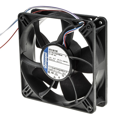 ebm-papst 4300 N - S-Panther Series Axial Fan, 24 V dc, DC Operation, 187m³/h, 4W, 119 x 119 x 32mm