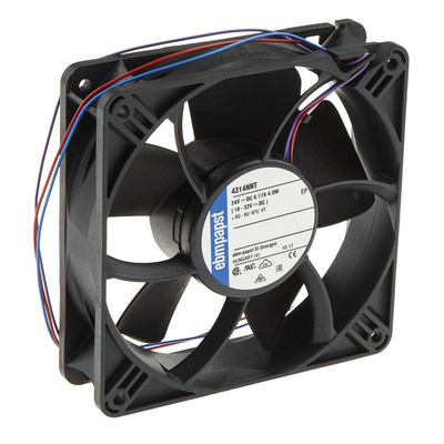 ebm-papst 4300 N - S-Panther Series Axial Fan, 24 V dc, DC Operation, 190m³/h, 4W, 119 x 119 x 32mm