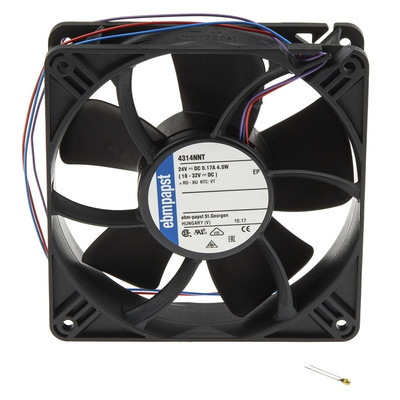 ebm-papst 4300 N - S-Panther Series Axial Fan, 24 V dc, DC Operation, 190m³/h, 4W, 119 x 119 x 32mm