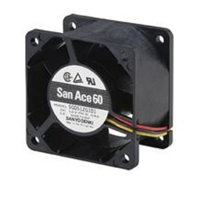 Sanyo Denki 9G Series Axial Fan, 24 V dc, DC Operation, 110.4m³/h, 20.4W, 850mA Max, 60 x 60 x 38mm