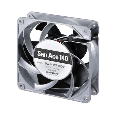 Sanyo Denki 9GV Series Axial Fan, 24 V dc, DC Operation, 55.2W, 2.3A Max, 140 x 140 x 38mm