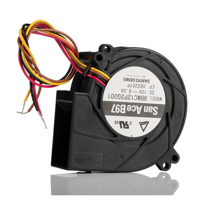 Sanyo Denki San Ace B97 Series Centrifugal Fan, 12 V dc, 65.3cfm, DC Operation, 97 x 97 x 33mm