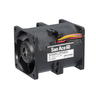 Sanyo Denki 9CRA Series Axial Fan, 12 V dc, DC Operation, 119.9m³/h, 27.6W, 2.3A Max, 60 x 60 x 76mm