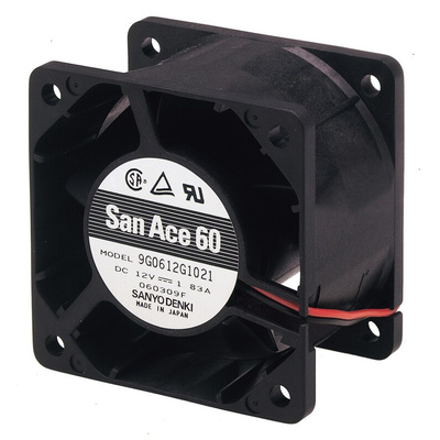 Sanyo Denki 9G Series Axial Fan, 24 V dc, DC Operation, 110.4m³/h, 20.4W, 850mA Max, 60 x 60 x 38mm