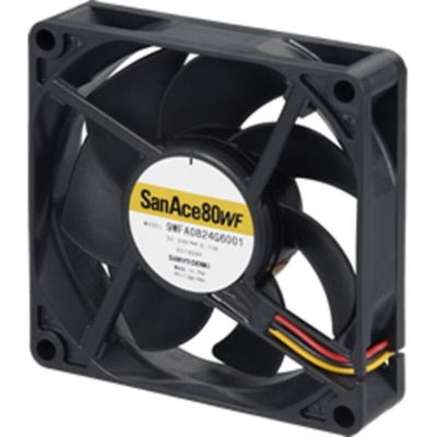 Sanyo Denki Axial Fan, 24 V dc, DC Operation, 50.8cfm, 3.6W, 150mA Max, IP68, 80 x 80 x 20mm