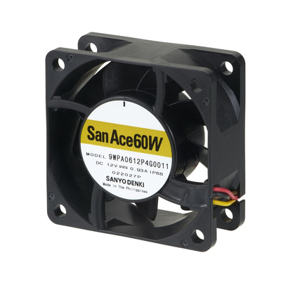 Sanyo Denki Axial Fan, 24 V dc, DC Operation, 53.7cfm, 11.04W, 460mA Max, IP68, 60 x 60 x 25mm