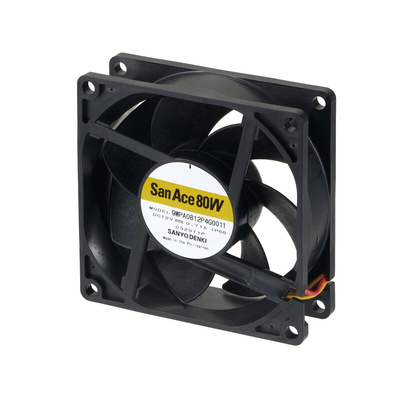 Sanyo Denki Axial Fan, 24 V dc, DC Operation, 81.9cfm, 8.64W, 360mA Max, IP68, 80 x 80 x 25mm