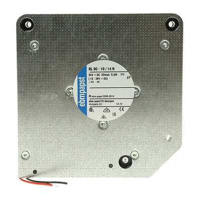 ebm-papst RL 90 N Series Centrifugal Fan, 24 V dc, 40m³/h, DC Operation, 120.6 x 120.6 x 37.3mm