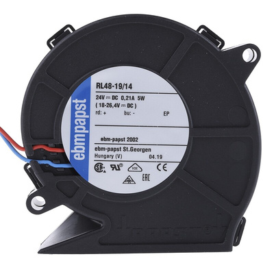 ebm-papst RL 48 Series Centrifugal Fan, 24 V dc, 28m³/h, DC Operation, 75.5 x 75.2 x 27mm