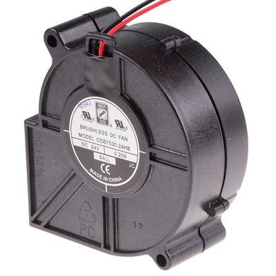 RS PRO Centrifugal Fan, 24 V dc, 10cfm, DC Operation, 75 x 75 x 30mm