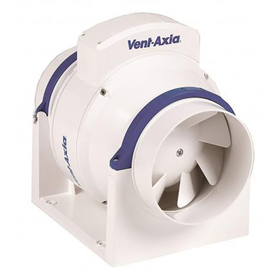 Vent-Axia ACM100T ACM Round In Line Extractor Fan, 256m³/h, 23dB(A), Aesthetically Case Style with Wipe Clean Polymer