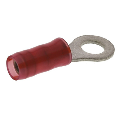 TE Connectivity, PIDG Insulated Ring Terminal, M4 Stud Size, 0.26mm² to 1.65mm² Wire Size, Red