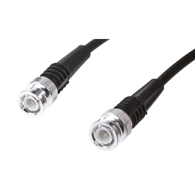 TE Connectivity Black Male BNC to Male BNC Coaxial Cable, 50 Ω