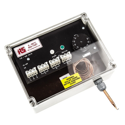 RS PRO Trace Heating Thermostat 75mm x 200mm x 150mm, 0 → +90 °C