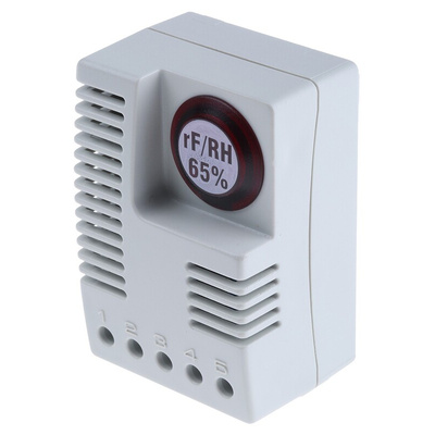 Hygrostat, Preset, 65%RH, 230 V ac, DIN Rail
