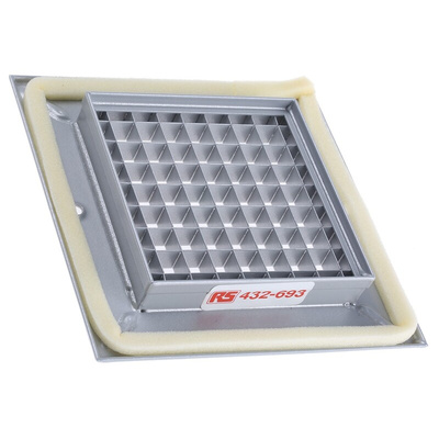 RS PRO Silver Aluminium Grille, Eggcrate Slat, 125 x 125mm