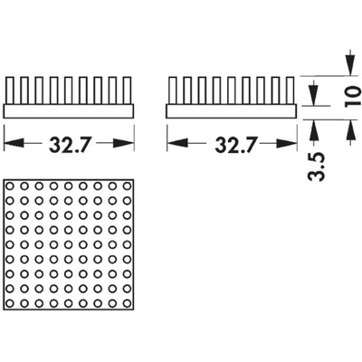 Heatsink, Universal Square Alu, 5.4K/W, 32.7 x 32.7 x 10mm, Adhesive Foil, Conductive Foil