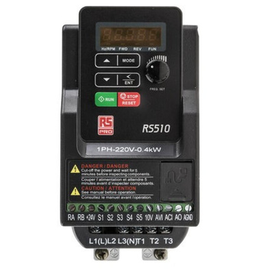RS PRO Inverter Drive, 0.4 kW, 1 Phase, 230 V ac, 7.2 A