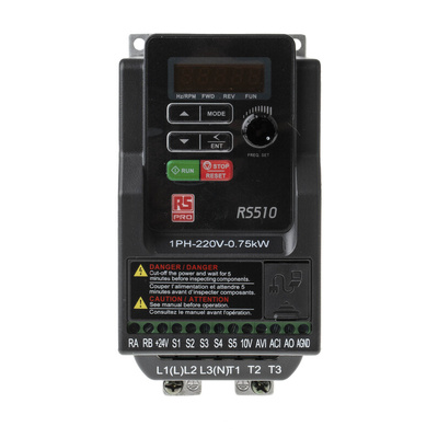 RS PRO Inverter Drive, 0.75 kW, 1 Phase, 230 V ac, 11 A