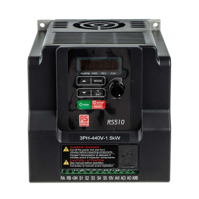 RS PRO Inverter Drive, 1.5 kW, 3 Phase, 380 → 480 V ac, 5.6 A
