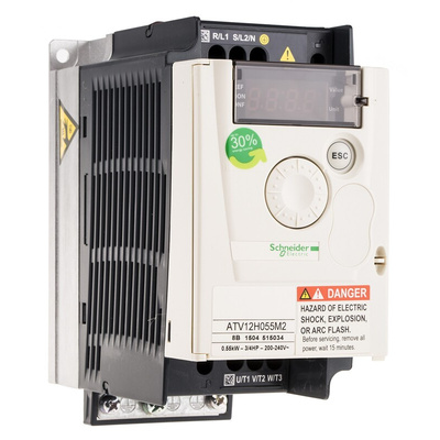 Schneider Electric Variable Speed Drive, 0.55 kW, 1 Phase, 230 V ac, 6.7 A, ATV 12 Series