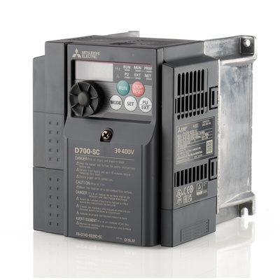 Mitsubishi Inverter Drive, 3.7 kW, 3 Phase, 400 V ac, 8 A, FR-D740 Series