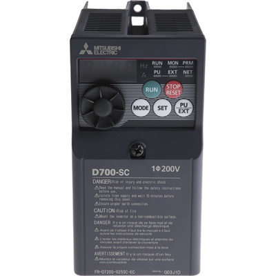 Mitsubishi Inverter Drive, 0.4 kW, 1 Phase, 230 V ac, 2.5 A, FR-D720S Series