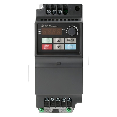 Delta Electronics Inverter Drive, 1.5 kW, 3 Phase, 400 V ac, 4.3 A, VFD-EL Series