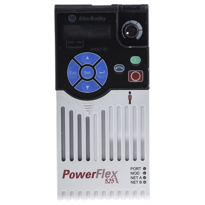 Allen Bradley Inverter Drive, 0.75 kW, 3 Phase, 480 V ac, 2.3 A, PowerFlex 525 Series