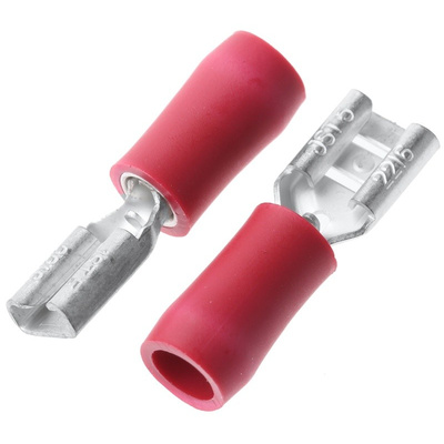 JST, FVDDF Red Insulated Spade Connector, 4.75 x 0.5mm Tab Size, 0.25mm² to 1.65mm²