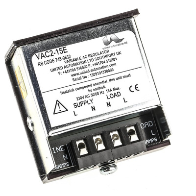 United Automation Fan Speed Controller, 230 V ac, 15A Max, Infinitely Variable