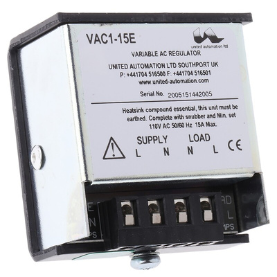 United Automation Fan Speed Controller, 110 V ac, 15A Max, Infinitely Variable