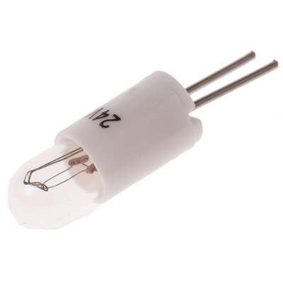 RS PRO Bi-Pin Indicator Light, Clear, 24 V, 35 mA, 7500h